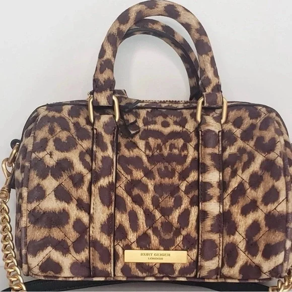 Kurt Geiger London Kensington Leopard Boston Crossbody Bag - Picture 2 of 3